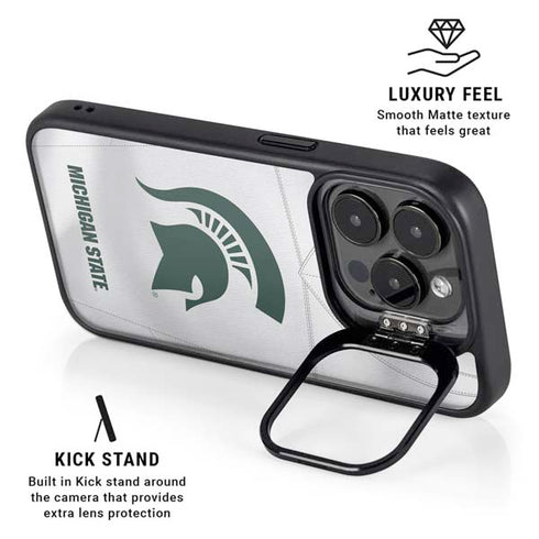 Michigan State University White Jersey iPhone 15 Pro Kickstand Case